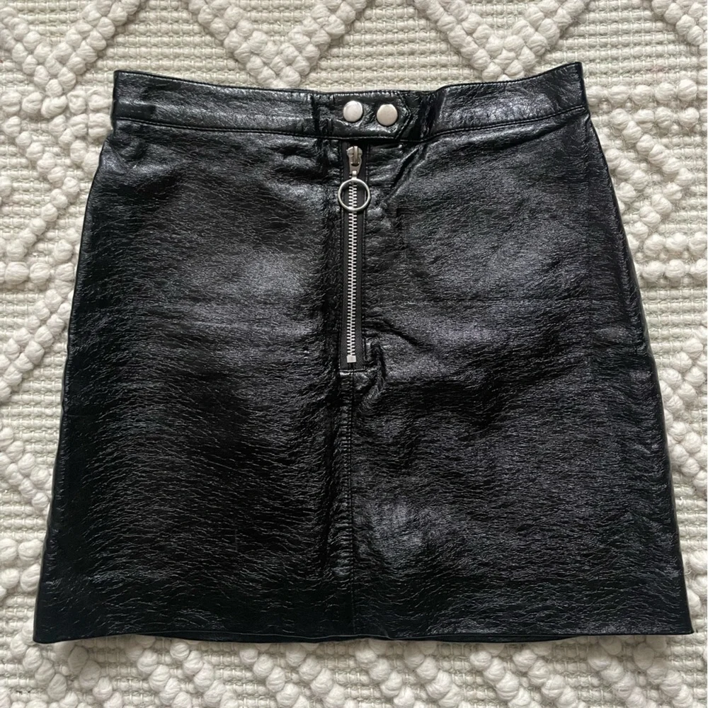 H&M black Leather mini skirt 2
